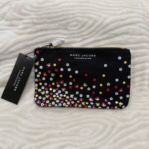 NWT Marc Jacobs Fragrances Black Floral Zip Pouch